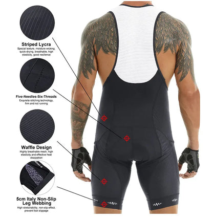 Cycling Bib Shorts 5D Gel Pad Mountain Bike Shorts Bretelle Pockets Outdoor Breathable UPF50+ Bike Tight Bicycle Shorts