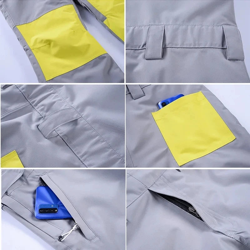 New Men and Women Winter Outdoor Ski Pants Windproof Waterproof Warm Breathable Snowboarding Pants Snow Sports Bibs Pants