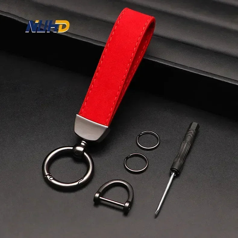Suede Car Keychain For Rolls-Royce Lamborghini Bentley Ferrari Maybach McLaren Key Rings Metal Anti-loss Protector Accessories