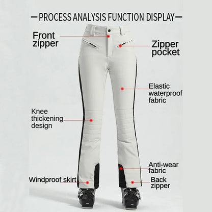 Ladies High Elasticity Skiing Pants Women Slim Winter Trousers 2025 Alpine Sport Ski Pants Outdoor Warm Waterproof Snow Clothes