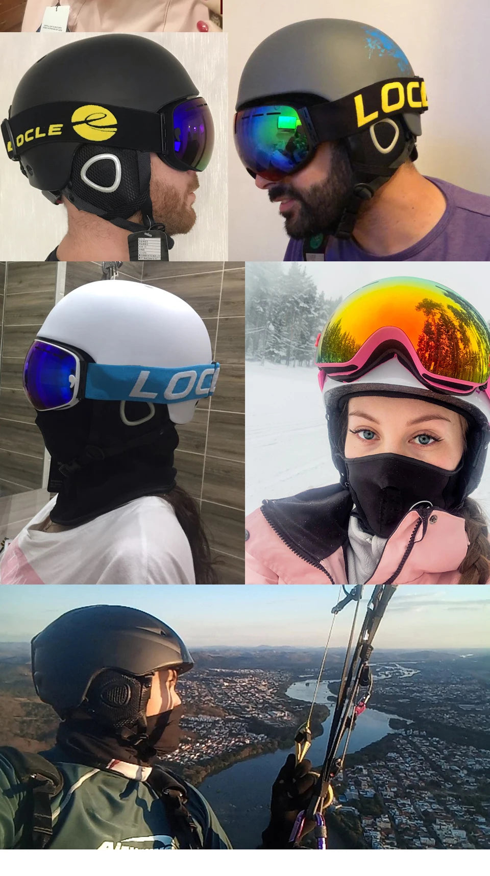 LOCLE Men Skiing Helmet Children Women Ultralight Extreme Sports Skateboard Snowboard Helmet Snowmobile Motorcycle Helmet