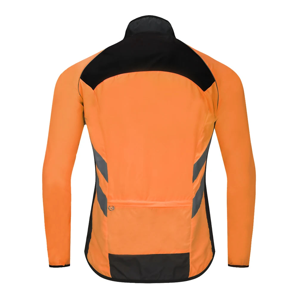WOSAWE Windproof Cycling Jacket MTB Bike Jersey Outdoor Sport Cycling Windbreaker Rainproof Reflective Bike Clothing Navy Blue