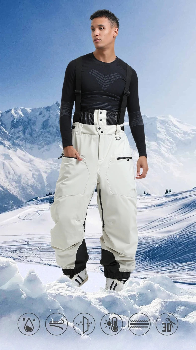 New Unisex Ski Pants Women Windproof Waterproof Snow Strides Warm Breathable Thickened Winter Outdoor Snowboarding Trousers