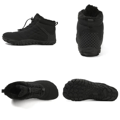 Men's Women's Winter Barefoot Hiking Boots, Slip On Warm Zero Drop Snow Boot, Wide Toe Box Ankle Booties, Minimalist Waterproof