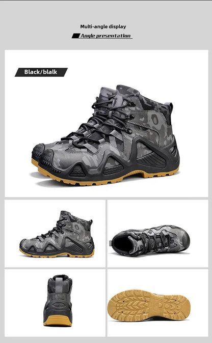 Oxford Waterproof Tactical Boots Men's Outdoor Non-slip Climbing Hiking Sports Shoes 45Plus Size Camouflage Work Shoes 46