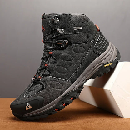 HIKEUP High-Top Men Hiking Boot Winter Outdoor Shoes Lace-Up Non-slip Sports Casual Trekking Boots Man Suede Warm Shoes