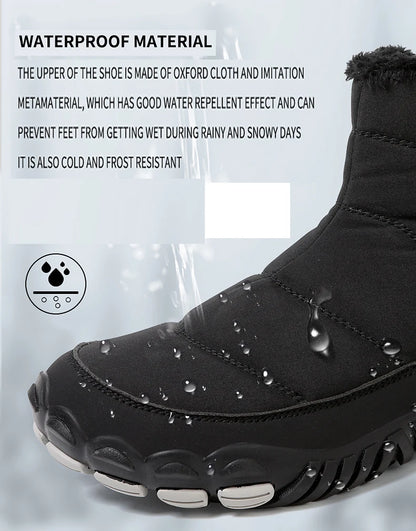 Women/Men Barefoot Snow Boots Warm Fur Shoes Non Slip Minimalist Ankle Boots Thermal Plush Shoes Comfortable for Hiking Walking