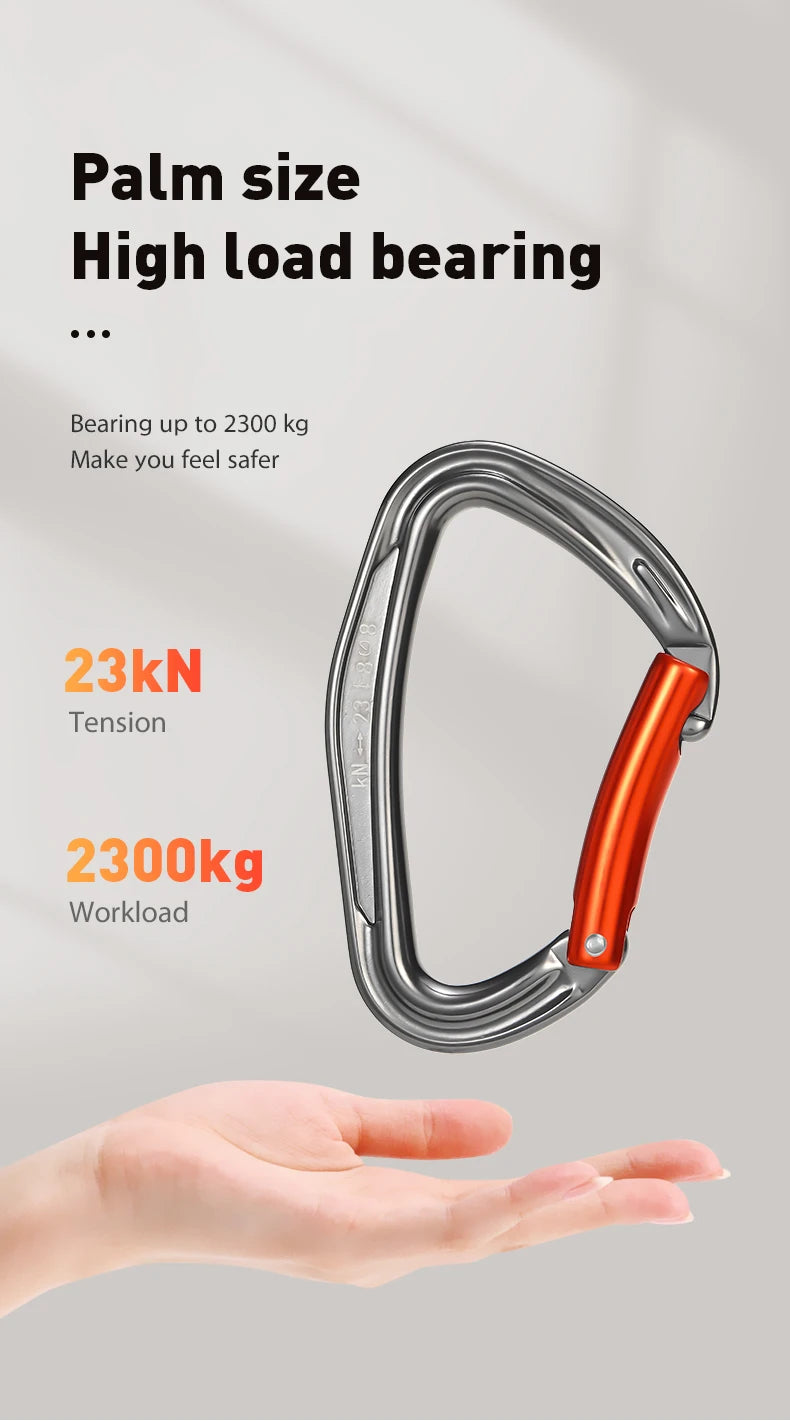 CLIWIZ SGM7118 Curved D- Straight UIAA CE Certified Climbing Carabiner 23kN 7075 Aluminum Carabiner Climbing Safety Snap Hook