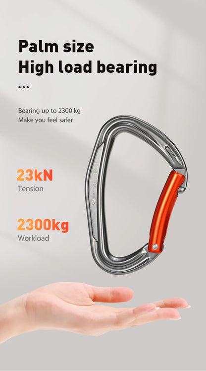 CLIWIZ SGM7118 Curved D- Straight UIAA CE Certified Climbing Carabiner 23kN 7075 Aluminum Carabiner Climbing Safety Snap Hook