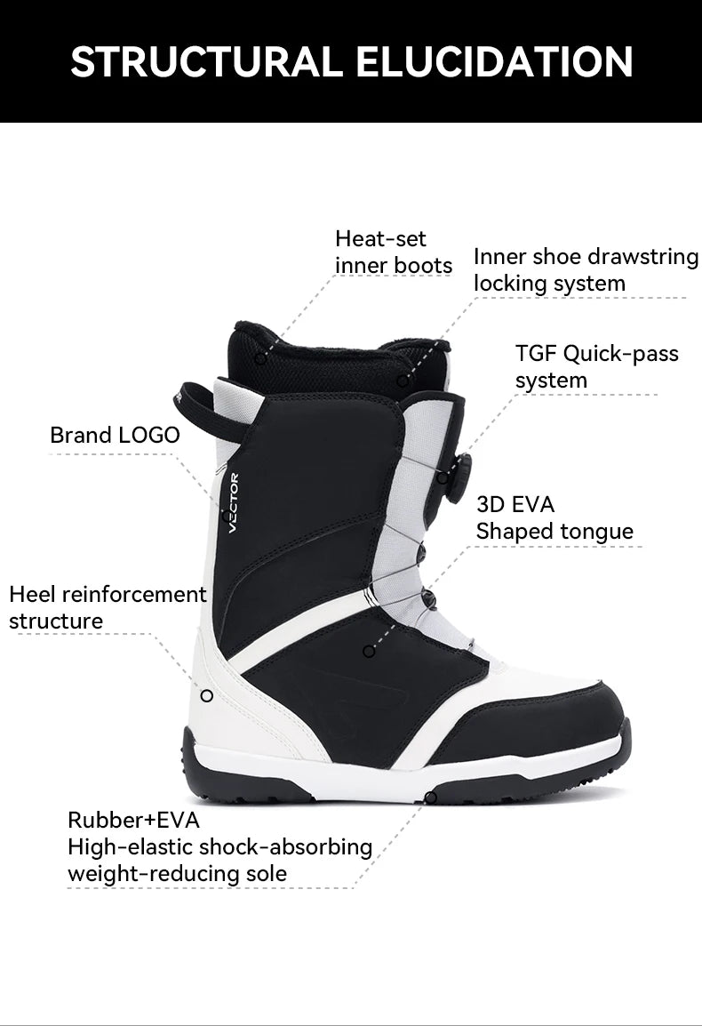 VECTOR Professional Women Man Ski Shoes Warm Waterproof Snowboard Boots Non-slip Leather Breathable Snow Boots Equipment