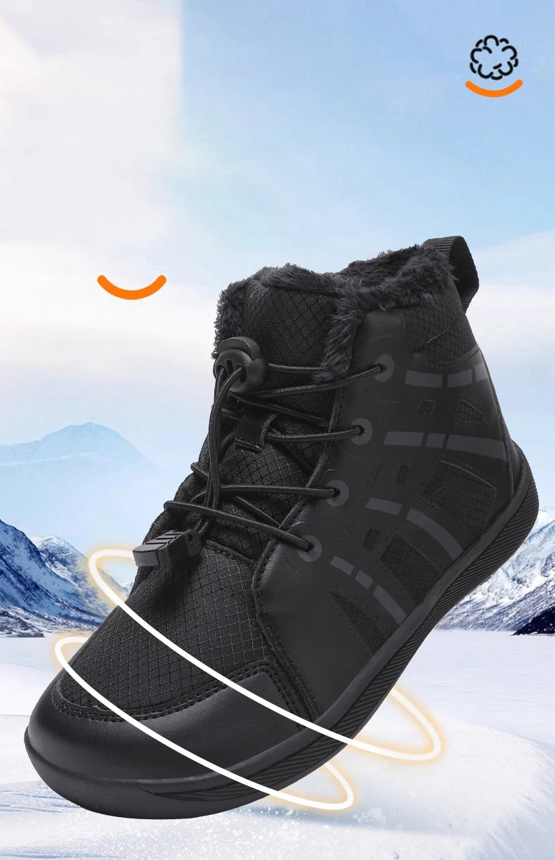 Boys Girls Snow Boots Waterproof Winter Shoes Kids Barefoot Shoes Winter Wide Toe Sneakers Warm Snow Boots Lightweight Non-slip