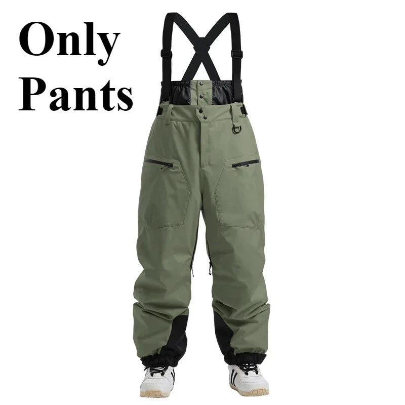 Winter New Skiing Pants Thickening Warm Ski Overalls Men Loose Snow Clothes Outdoor Windproof Snowboard Trousers Waterproof Pant