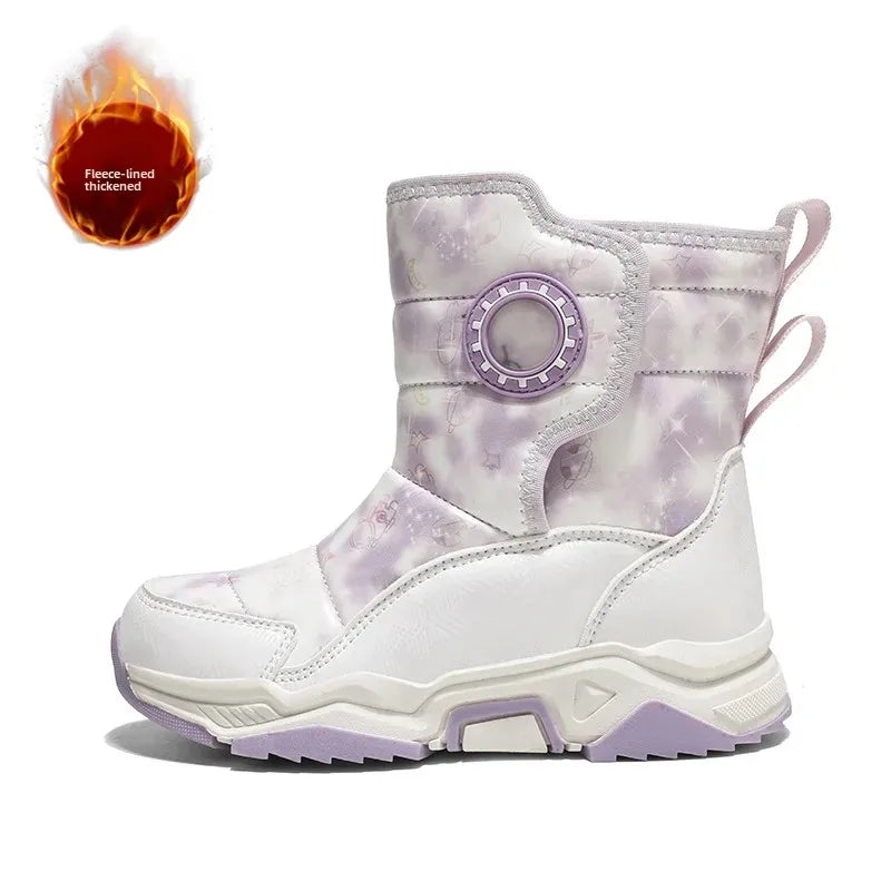 Winter Children's Cotton Shoes Anti-Slip Ice Claw High-Top Waterproof Fleece-Lined Snow Boots for Girls And Boys Hot Sale Of The