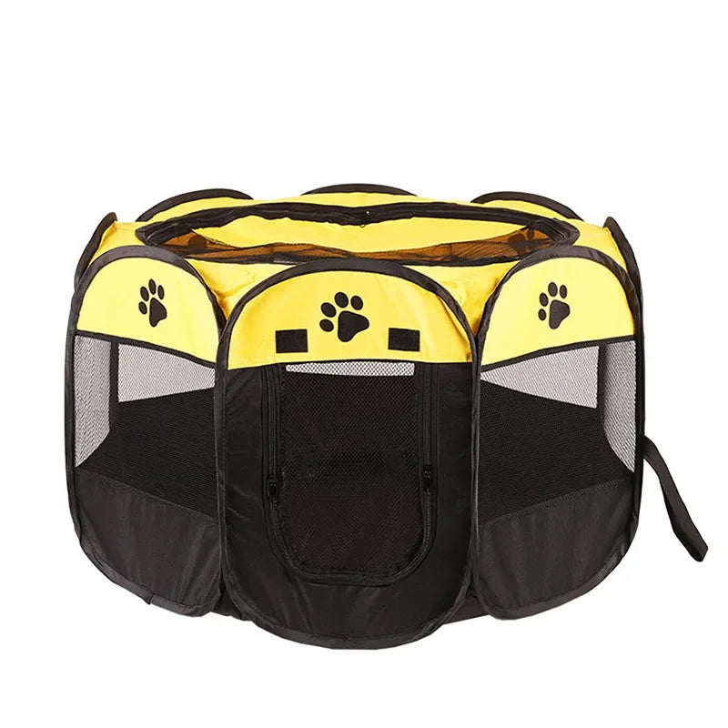 Yellow and black pet playpen