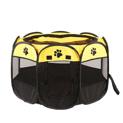 Yellow and black pet playpen