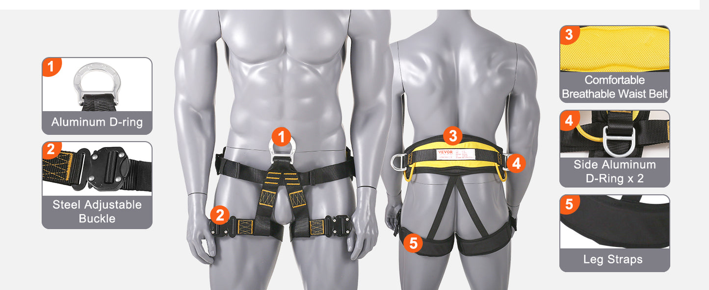 Half Body Safety Harness 340 lbs for Fire Rescuing Caving Rock Climbing