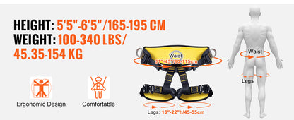 Half Body Safety Harness 340 lbs for Fire Rescuing Caving Rock Climbing